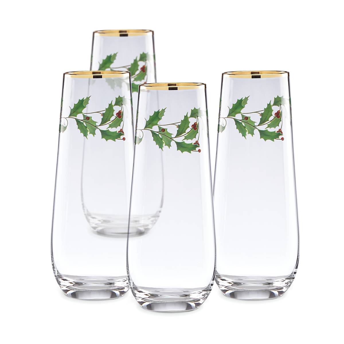 Lenox Everyday Flatware Holiday Stemless Flute Glasses, Set of 4 - Image 2