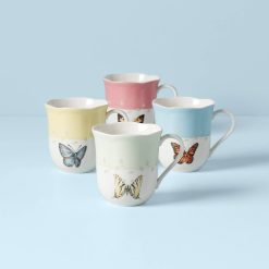 Lenox Everyday Flatware Butterfly Meadow Colors Mugs, Set of 4