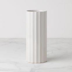 Lenox Everyday Flatware French Perle Scallop White Cylinder Vase