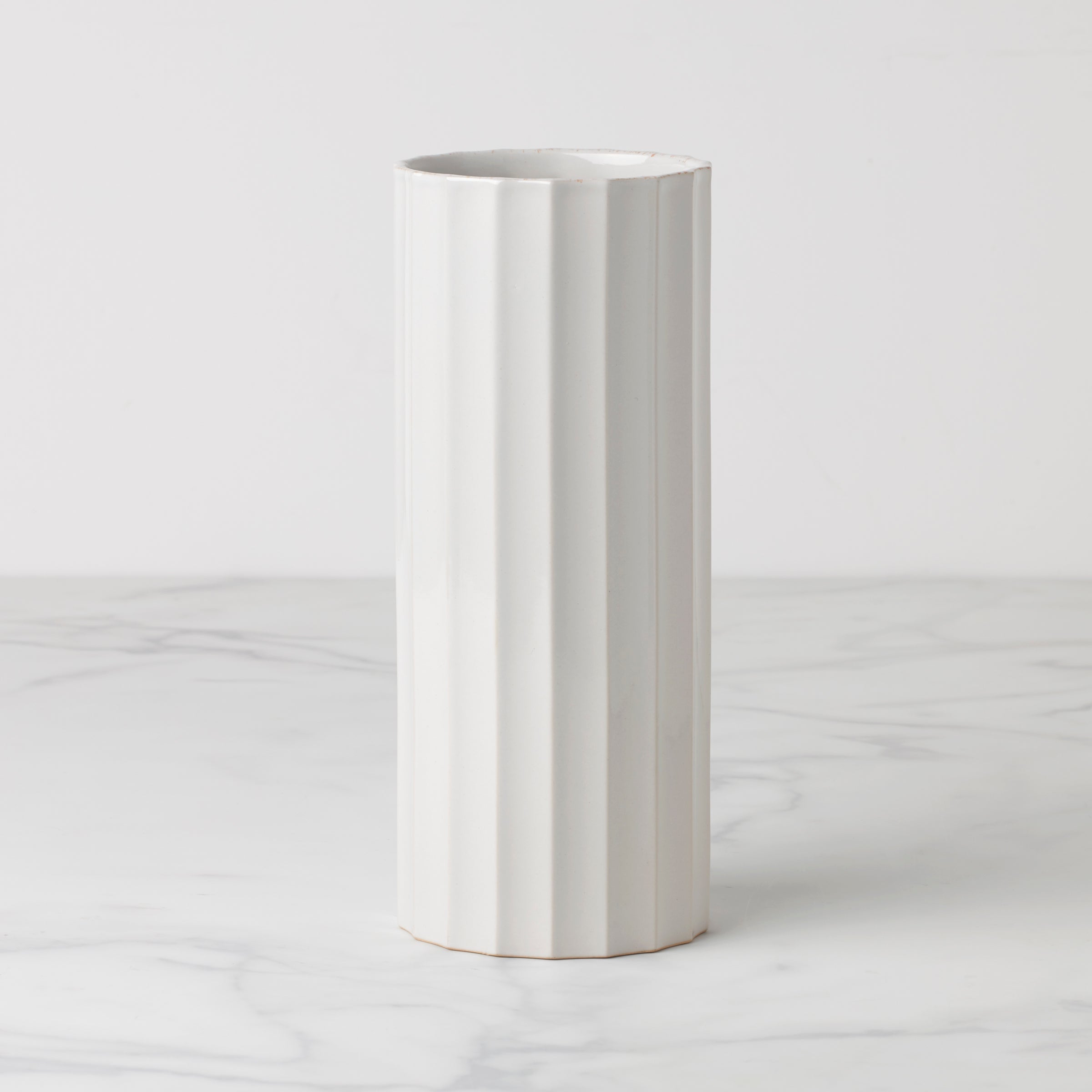 Lenox Everyday Flatware French Perle Scallop White Cylinder Vase