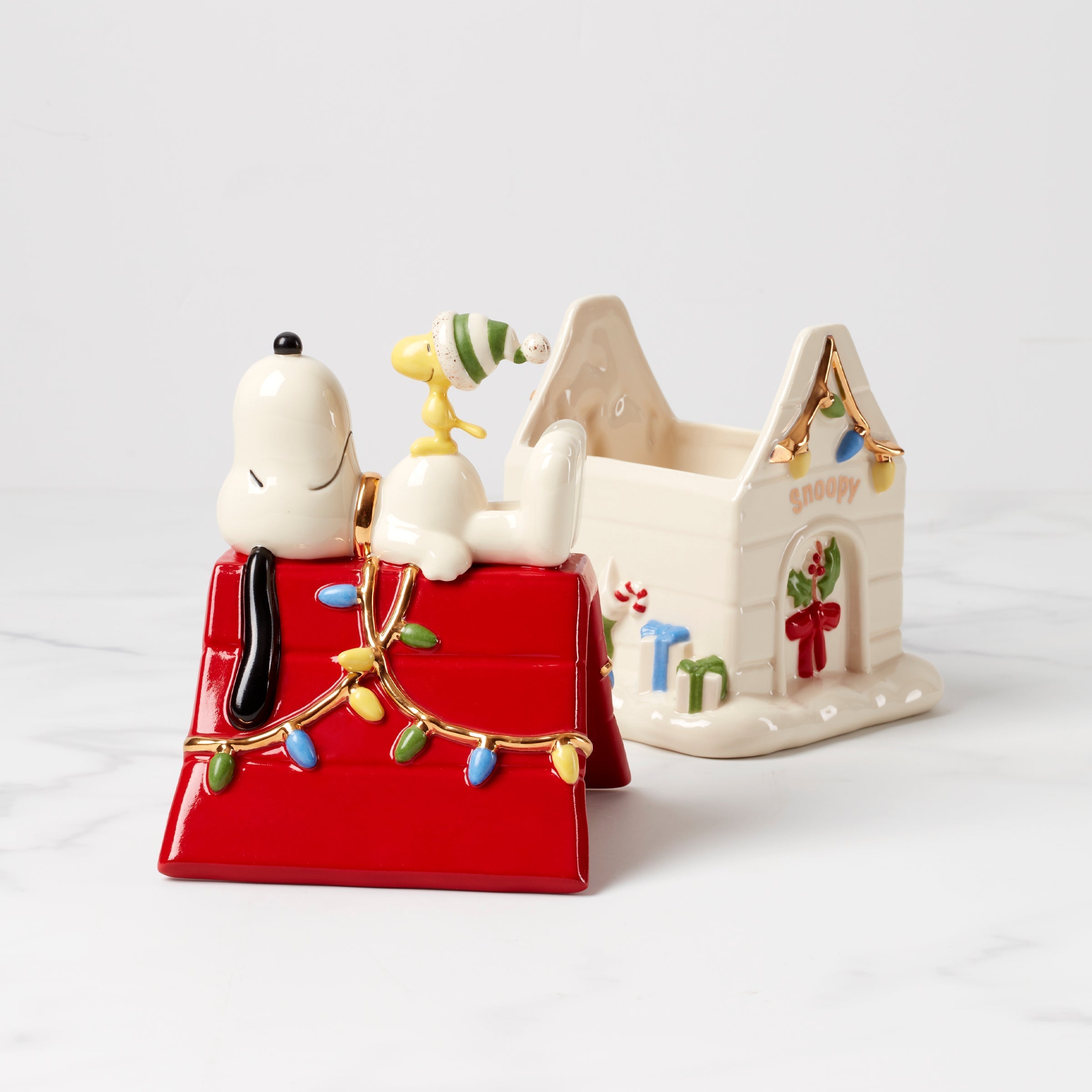 Lenox Everyday Flatware Snoopy Christmas Covered Candy Dish - Image 4