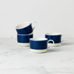 Lenox Everyday Flatware Make It Pop Navy & Green Mugs, Set of 4