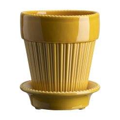 Lenox Everyday Flatware Simona Glazed Amber Yellow 12cm Pot with Saucer