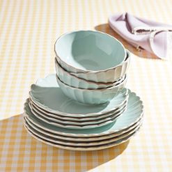 Alternative view of Lenox Everyday Flatware French Perle Scallop Ice Blue 12-Piece Dinnerware Set