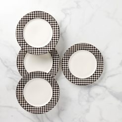 Lenox Everyday Flatware Gingham Black Dinner Plates, Set of 4