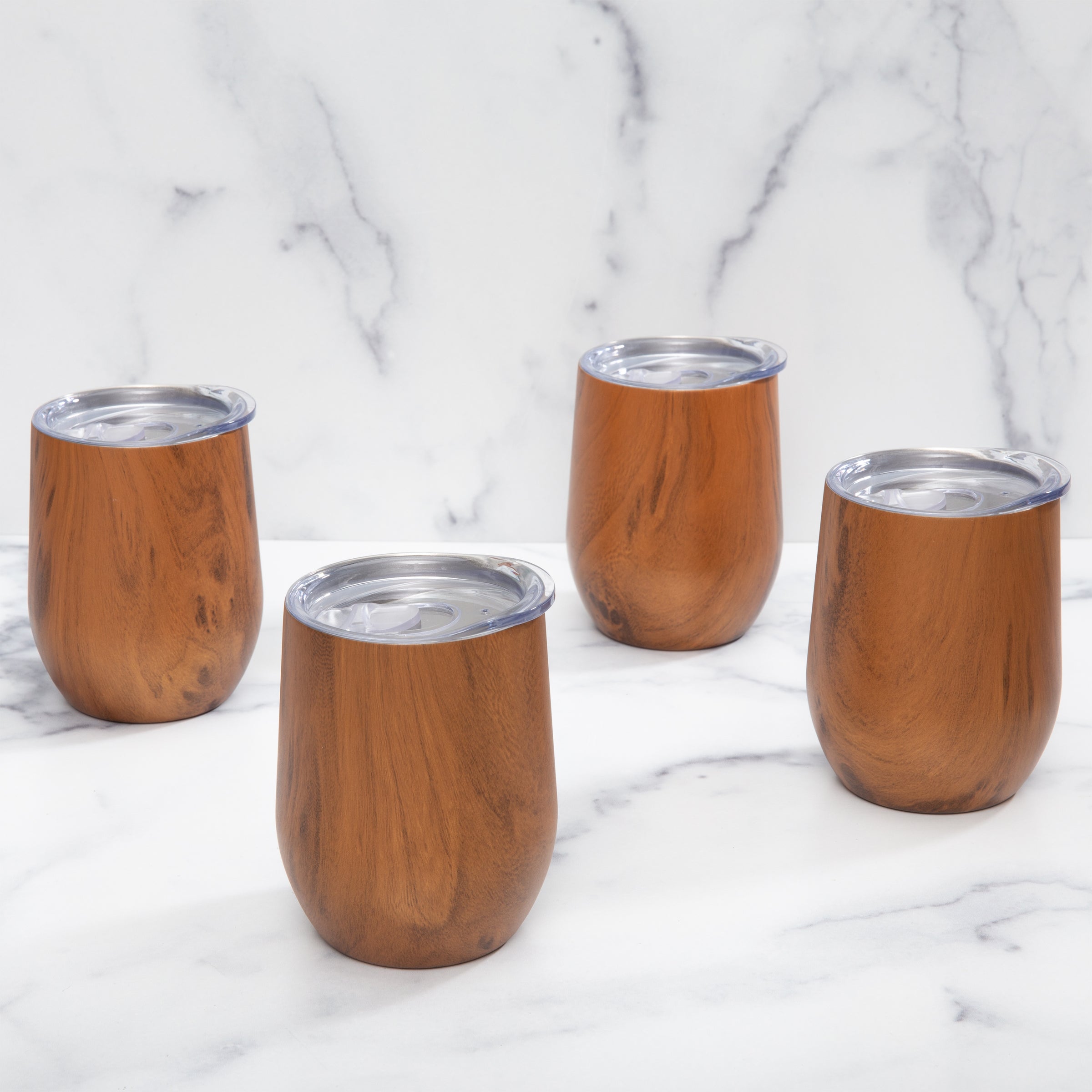 Lenox Everyday Flatware Insulated Woodgrain Wine Tumblers, Set of 4 - Image 3