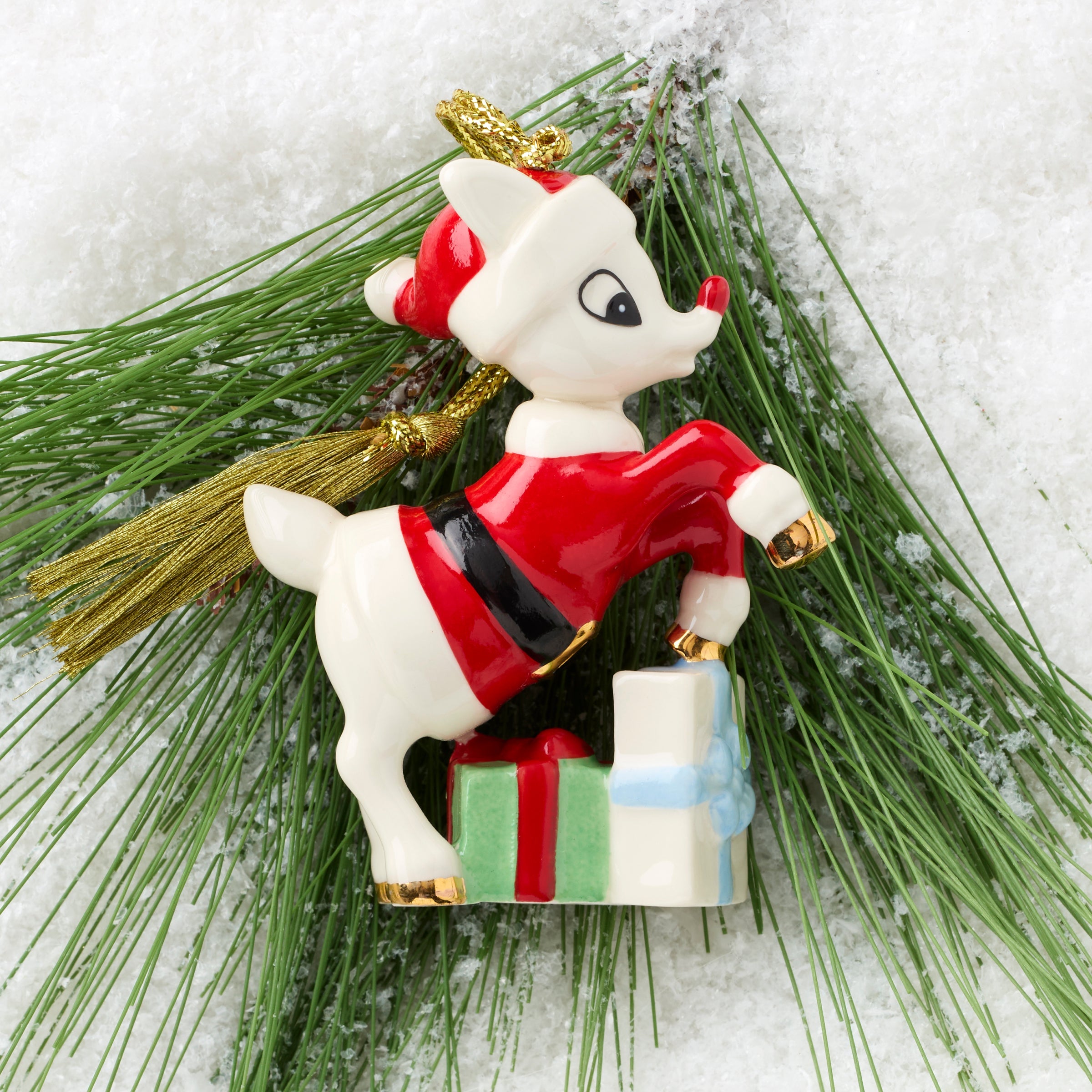 Lenox Everyday Flatware Rudolph in a Santa Suit Ornament - Image 3