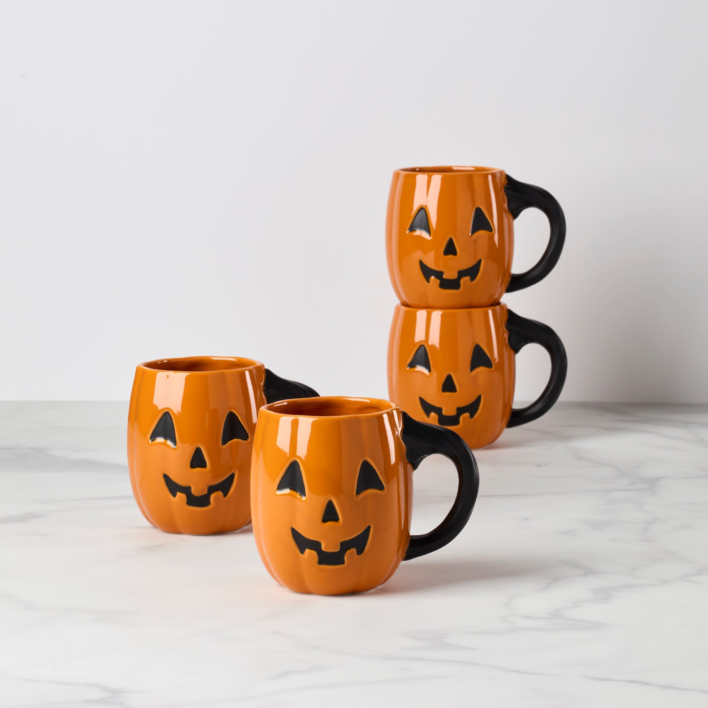 Lenox Everyday Flatware Halloween Figural Pumpkin Mugs, Set of 4