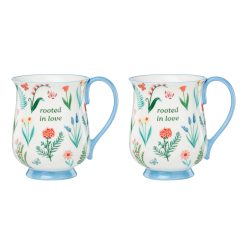 Lenox Everyday Flatware First Blooms Blue Mugs, Set of 2