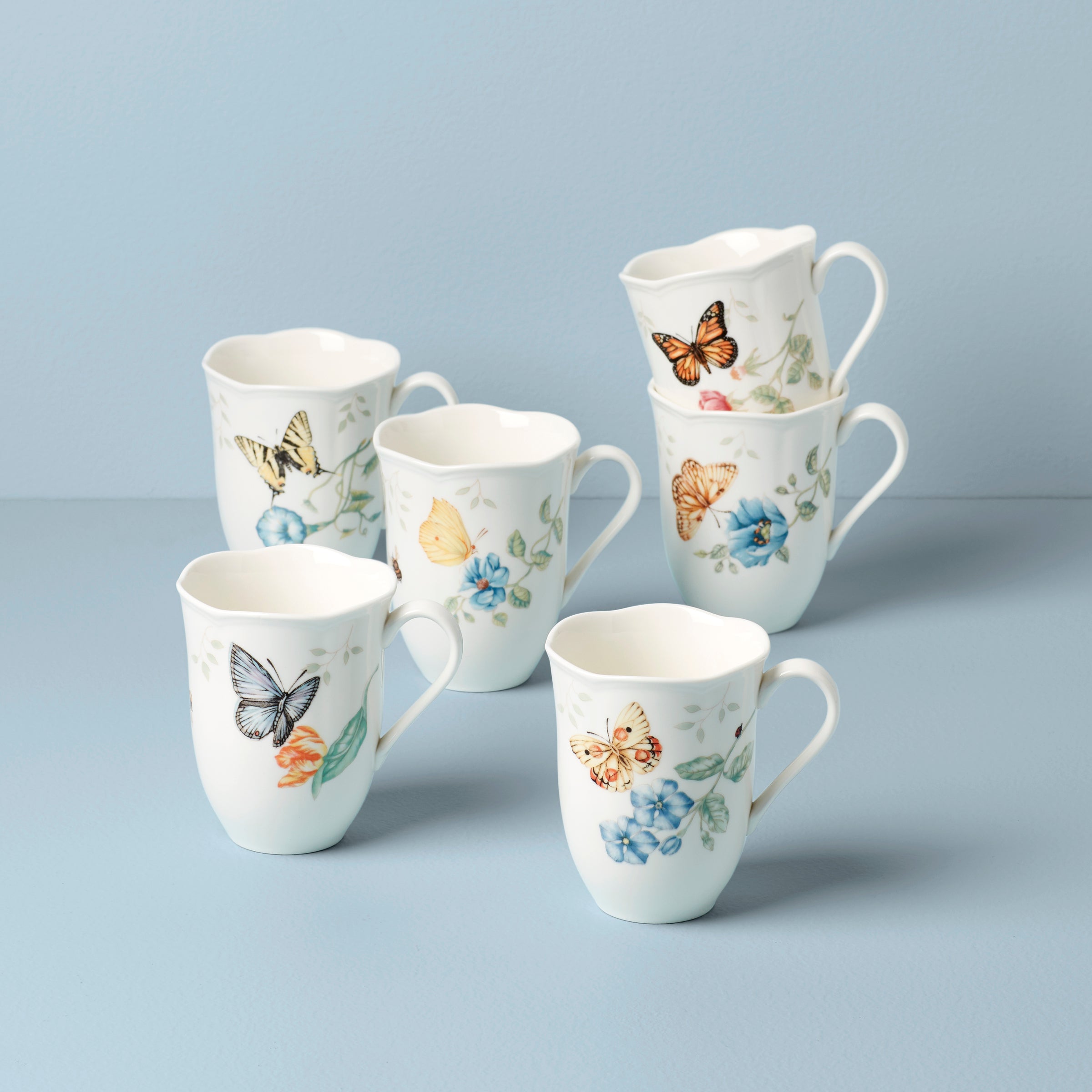Lenox Everyday Flatware Butterfly Meadow Mugs, Set of 6