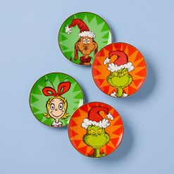 Lenox Everyday Flatware Merry Grinchmas Tidbit Plates, Set of 4