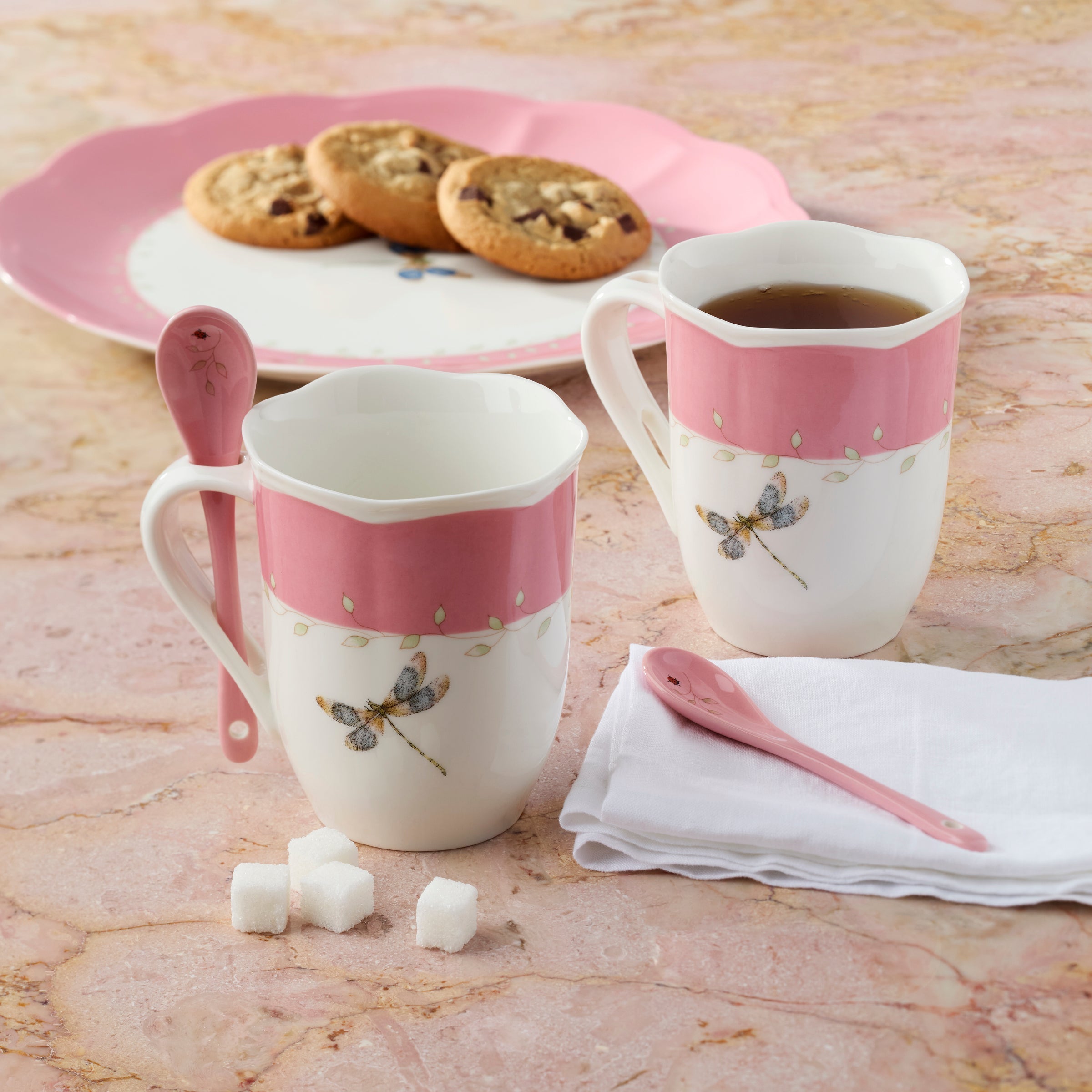 Lenox Everyday Flatware Butterfly Meadow Pink Mugs with Spoons, Set of 2 - Image 5