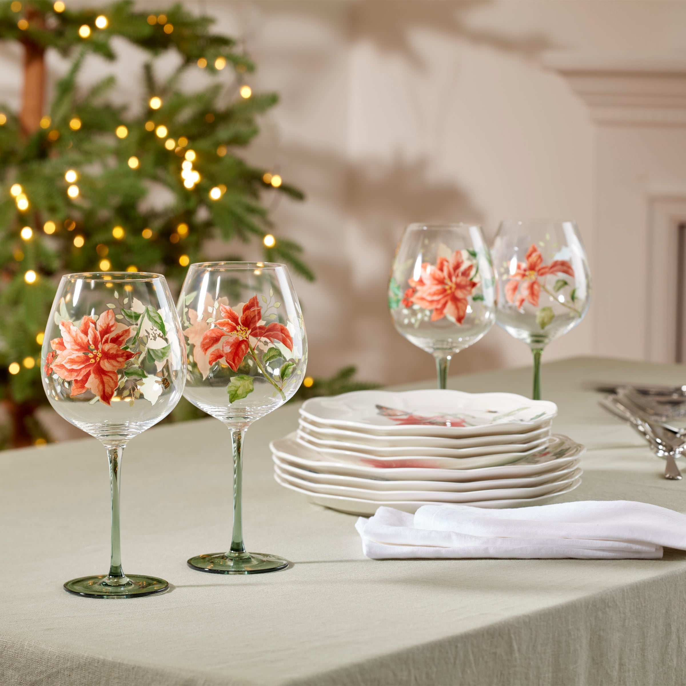 Lenox Everyday Flatware Butterfly Meadow Holiday Balloon Glasses, Set of 4 - Image 3