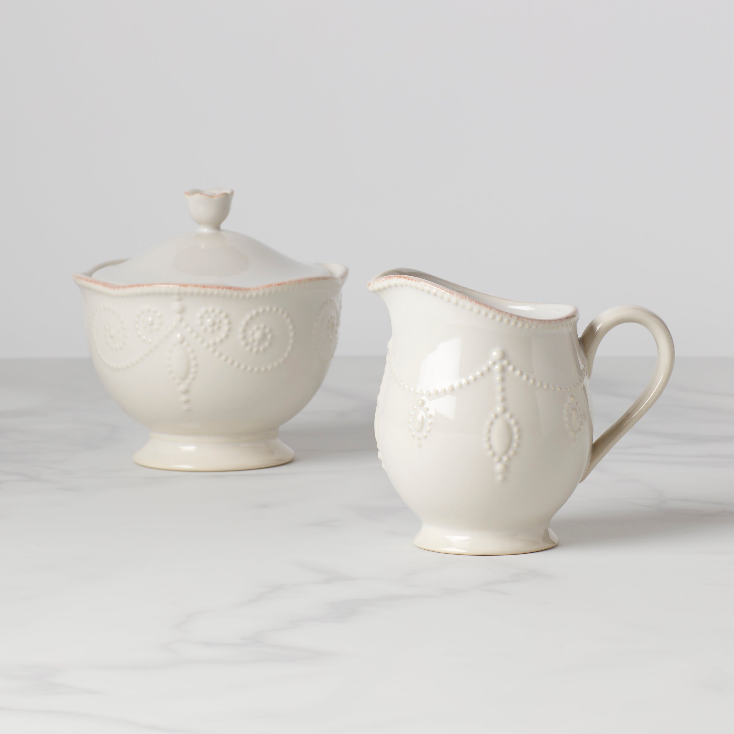 Lenox Everyday Flatware French Perle White Sugar & Creamer