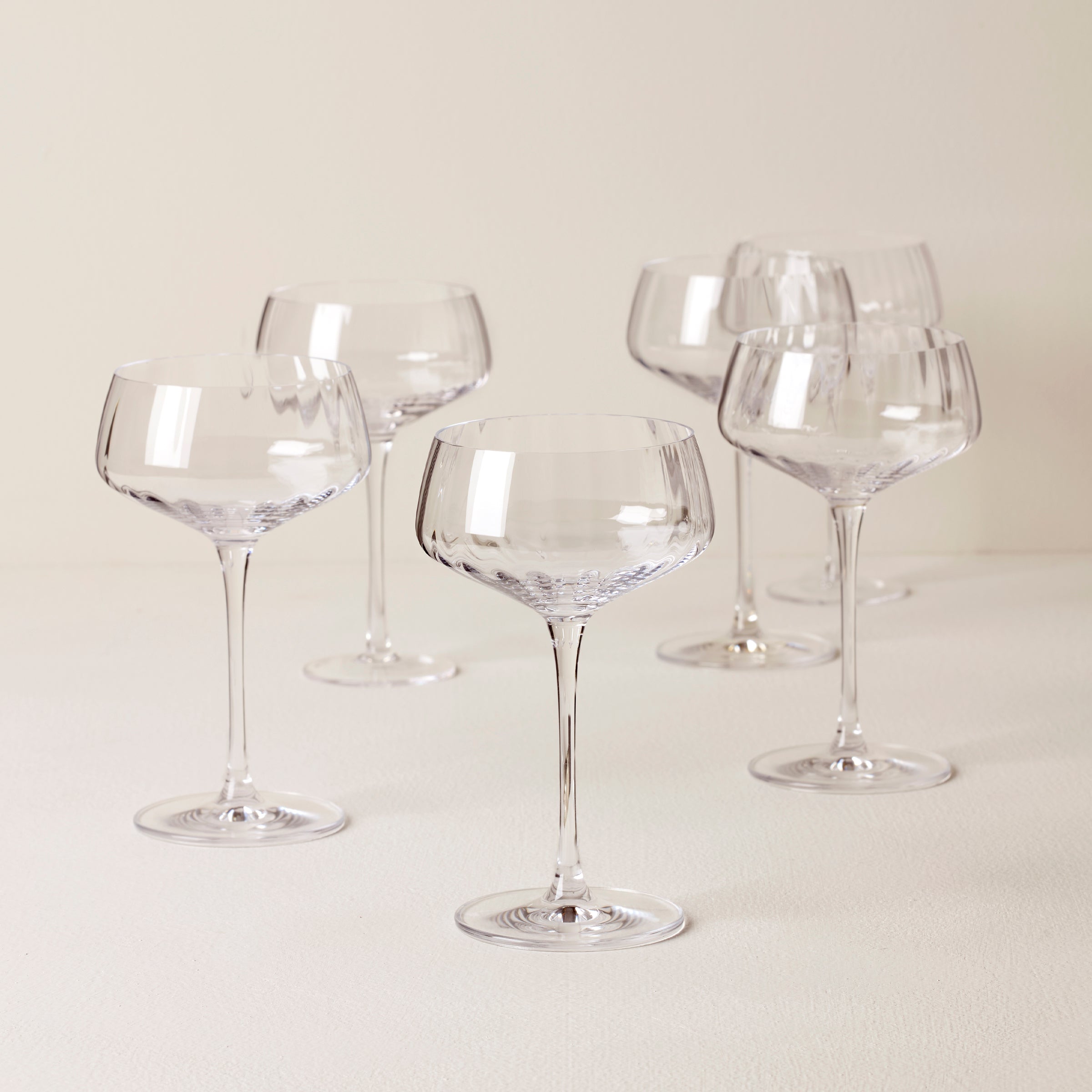 Lenox Everyday Flatware Tuscany Classics Angled Optic Coupe Glasses, Set of 6