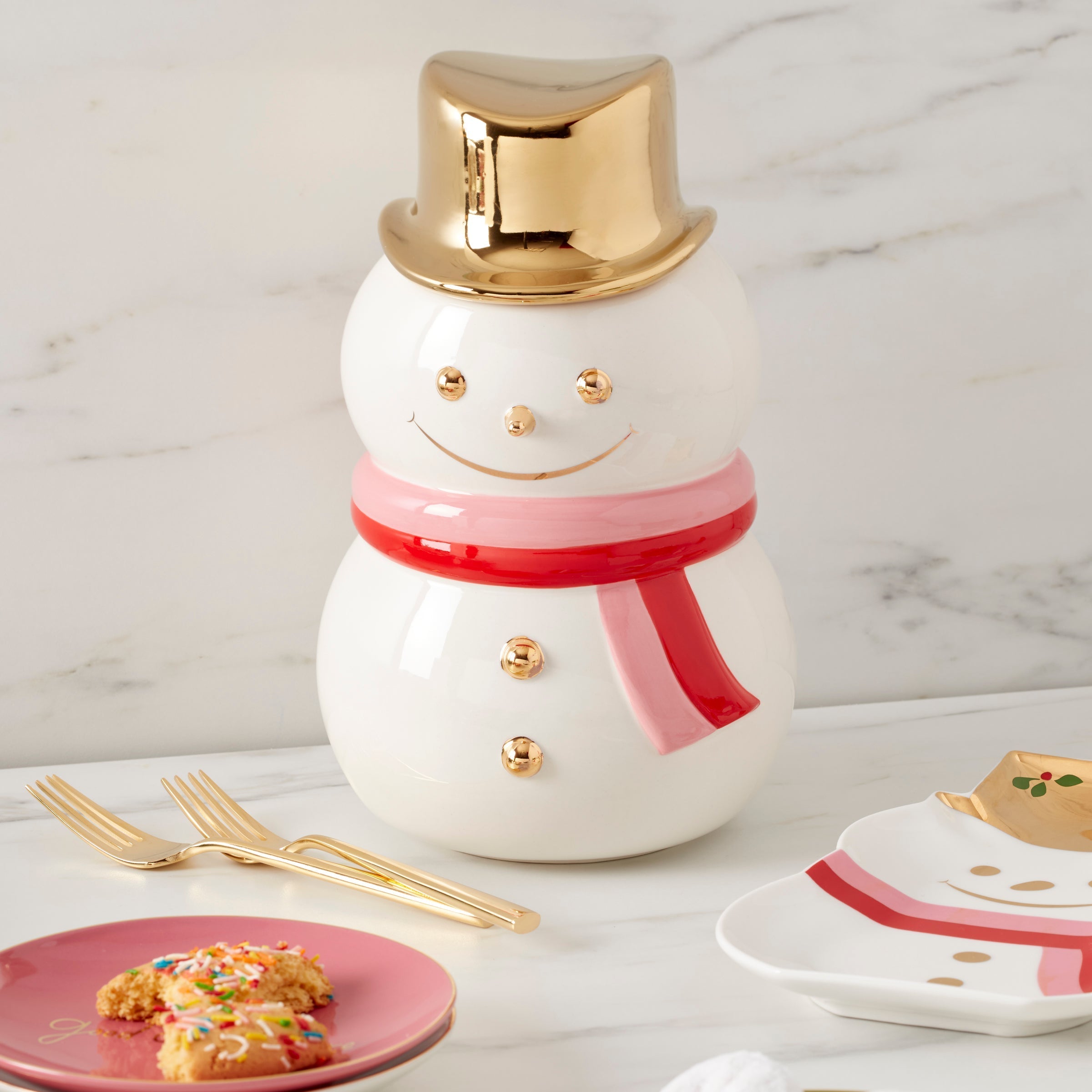 Lenox Everyday Flatware Be Jolly Snowman Cookie Jar - Image 3