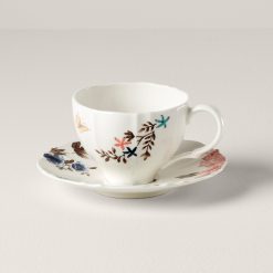 Lenox Everyday Flatware Sprig & Vine White Teacup & Saucer