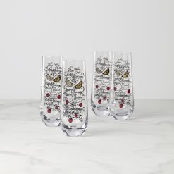 Lenox Everyday Flatware Make Merry Stemless Flute Glasses, Set of 4