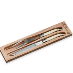 Lenox Everyday Flatware Carving Set Ivory with Wood Tray