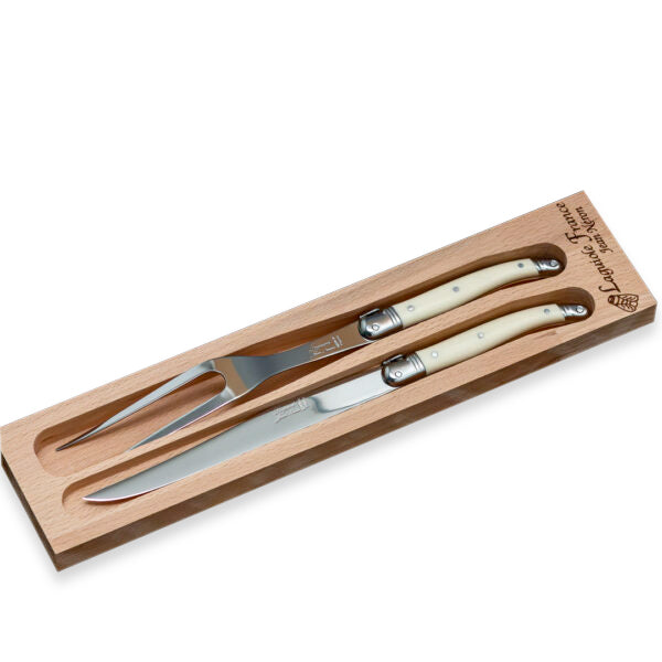Lenox Everyday Flatware Carving Set Ivory with Wood Tray