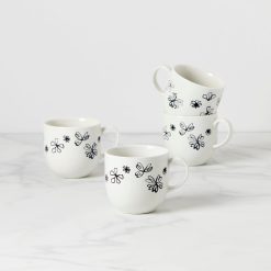 Lenox Everyday Flatware Garden Doodle Mugs, Set of 4
