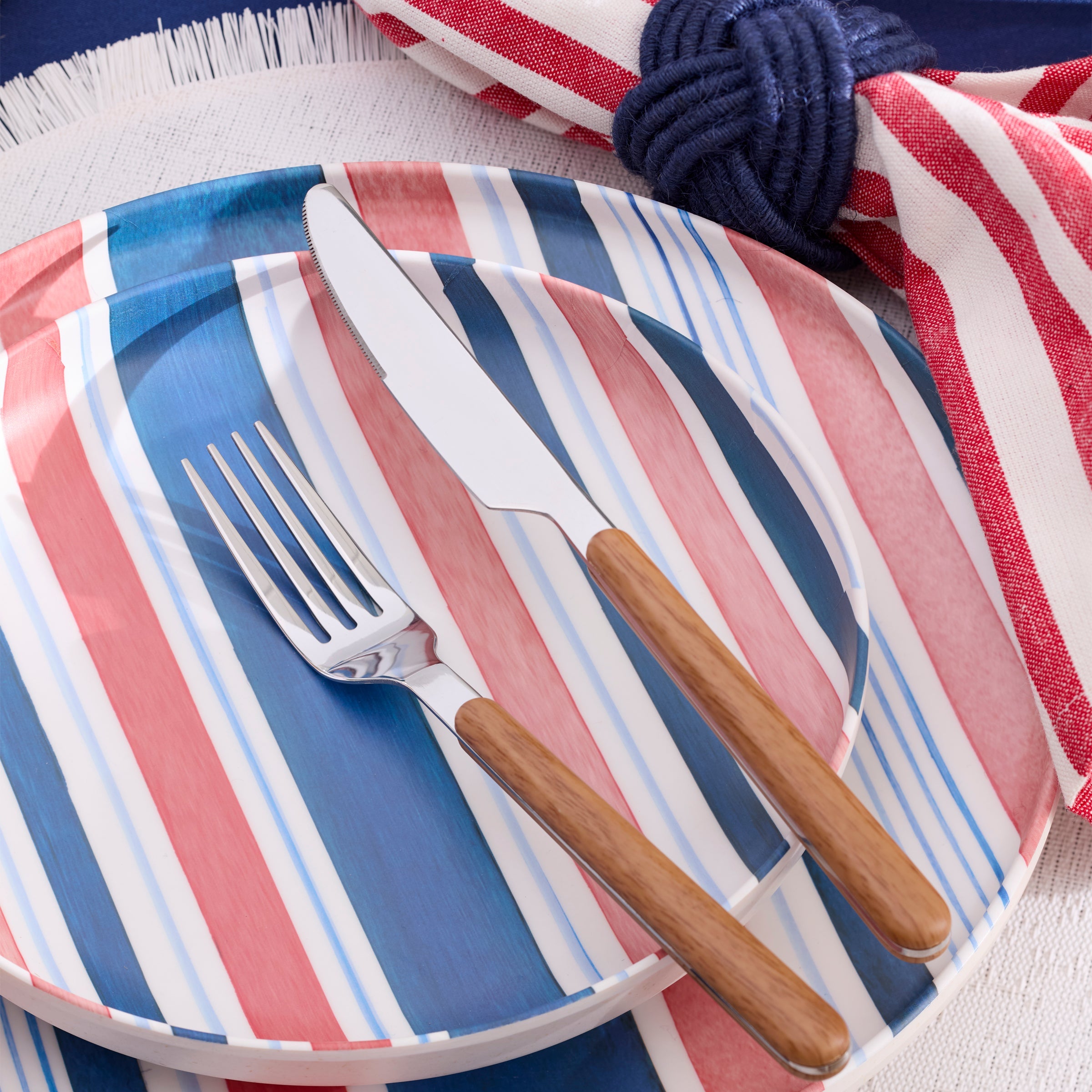 Lenox Everyday Flatware 24 Seven Melamine Stripe 12-Piece Dinnerware Set - Image 5