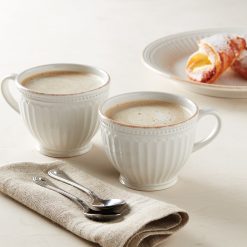 Alternative view of Lenox Everyday Flatware French Perle Groove White Latte Mugs, Set of 2
