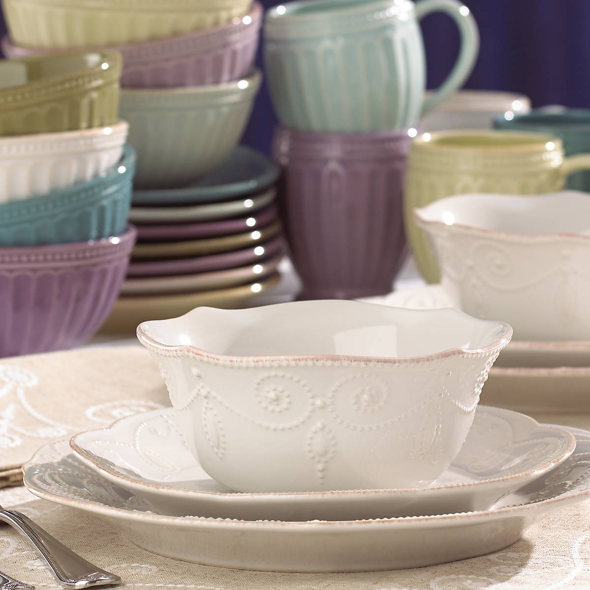 Lenox Everyday Flatware French Perle White 4-Piece Place Setting - Image 8