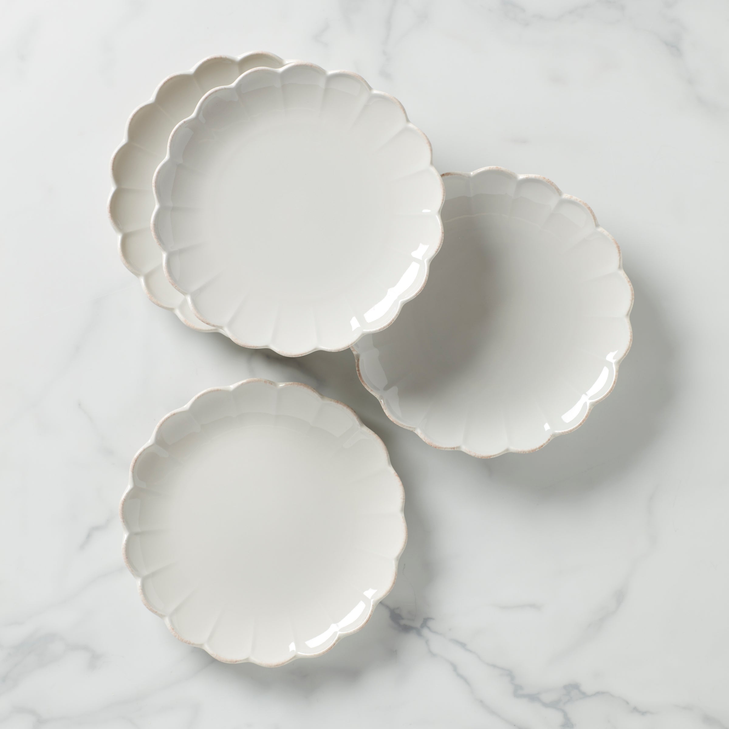Lenox Everyday Flatware French Perle Scallop White Accent Plates, Set of 4