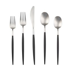 Lenox Everyday Flatware Evora Satin POM Black 5-Piece Place Setting