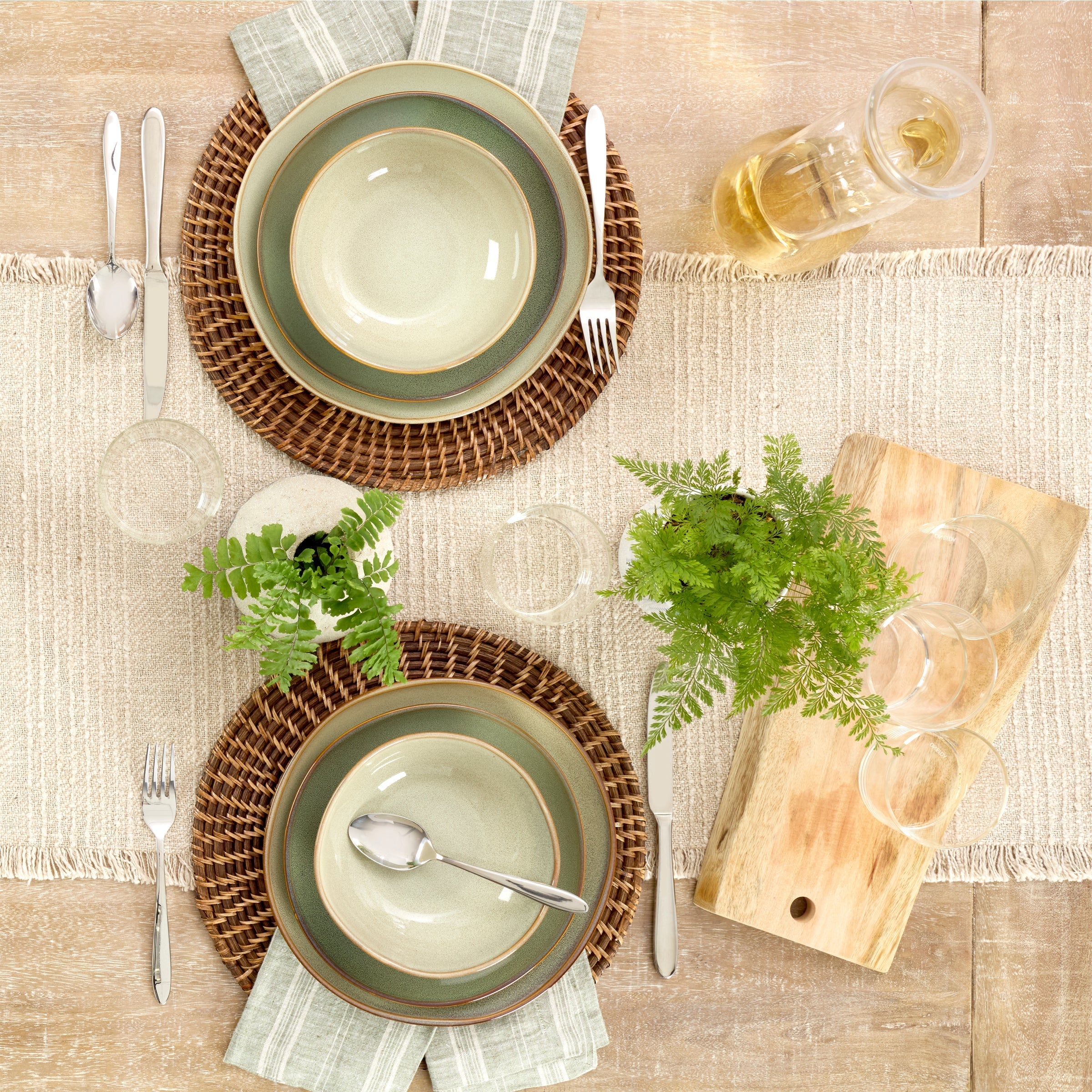 Lenox Everyday Flatware Organic Shades Sage Green 12-Piece Dinnerware Set - Image 4