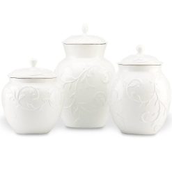 Alternative view of Lenox Everyday Flatware Opal Innocence Carved 3-Piece Canister Set