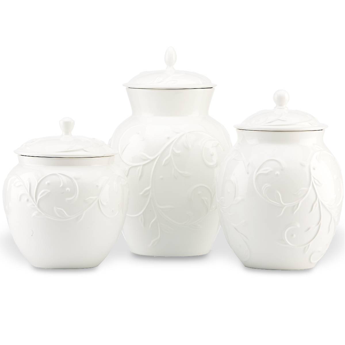 Lenox Everyday Flatware Opal Innocence Carved 3-Piece Canister Set - Image 2
