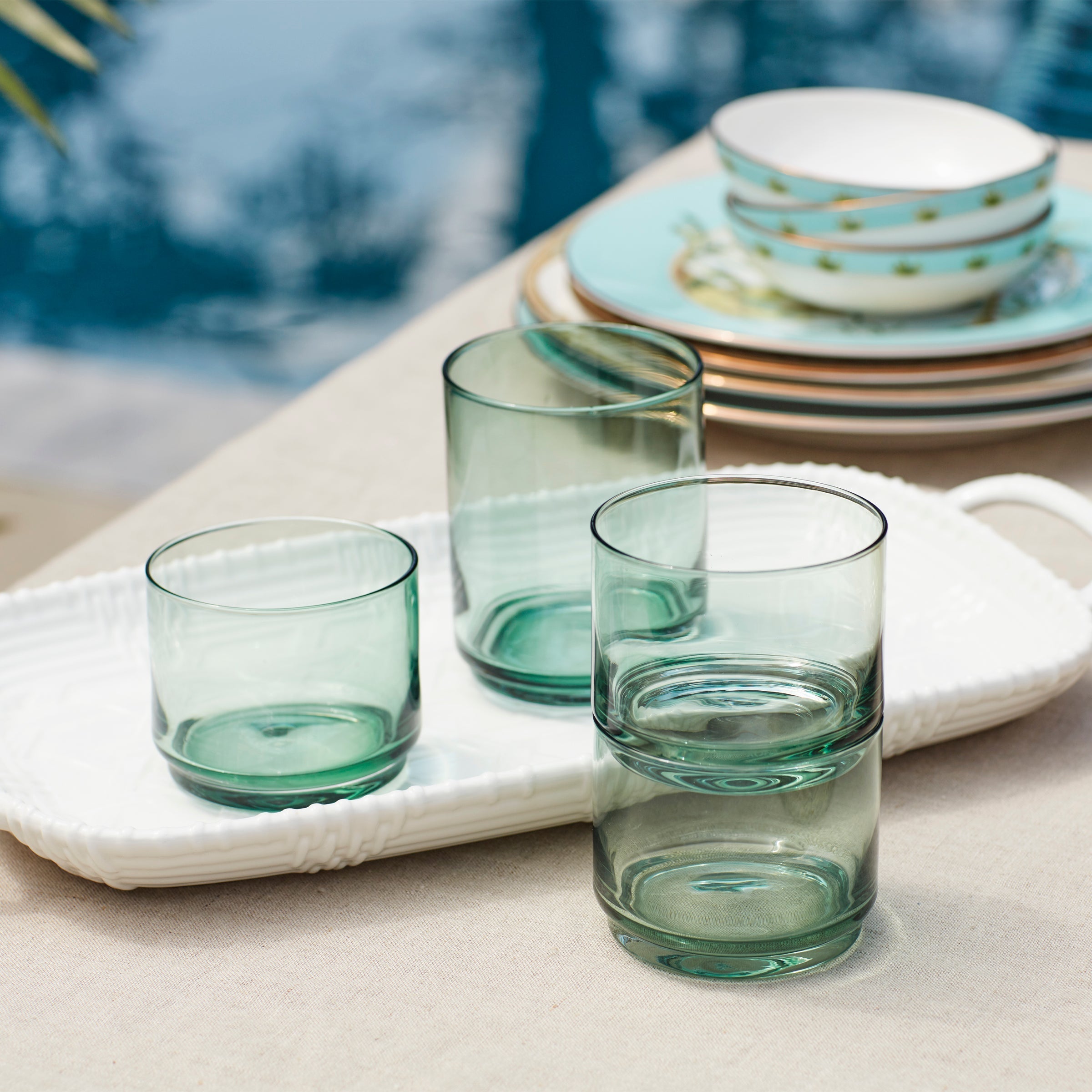 Lenox Everyday Flatware Tuscany Classics Stackable Green Tall Glasses, Set of 4 - Image 5