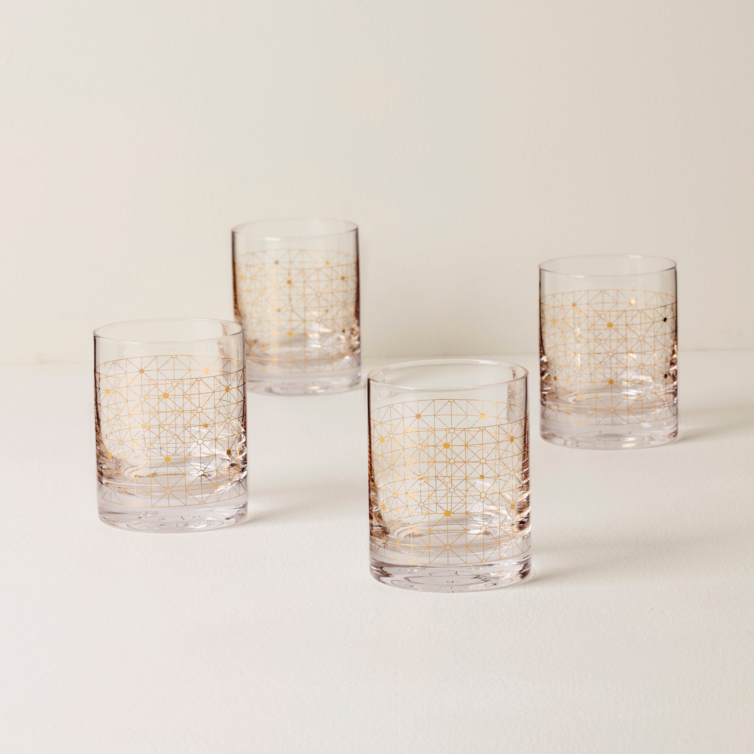Lenox Everyday Flatware Tuscany Classics Gold Dust Double Old Fashion Glasses, Set of 4