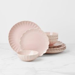 Lenox Everyday Flatware French Perle Scallop Blush 12-Piece Dinnerware Set