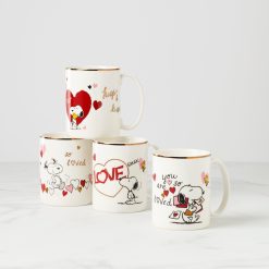 Lenox Everyday Flatware Snoopy Valentine's Day Mugs, Set of 4