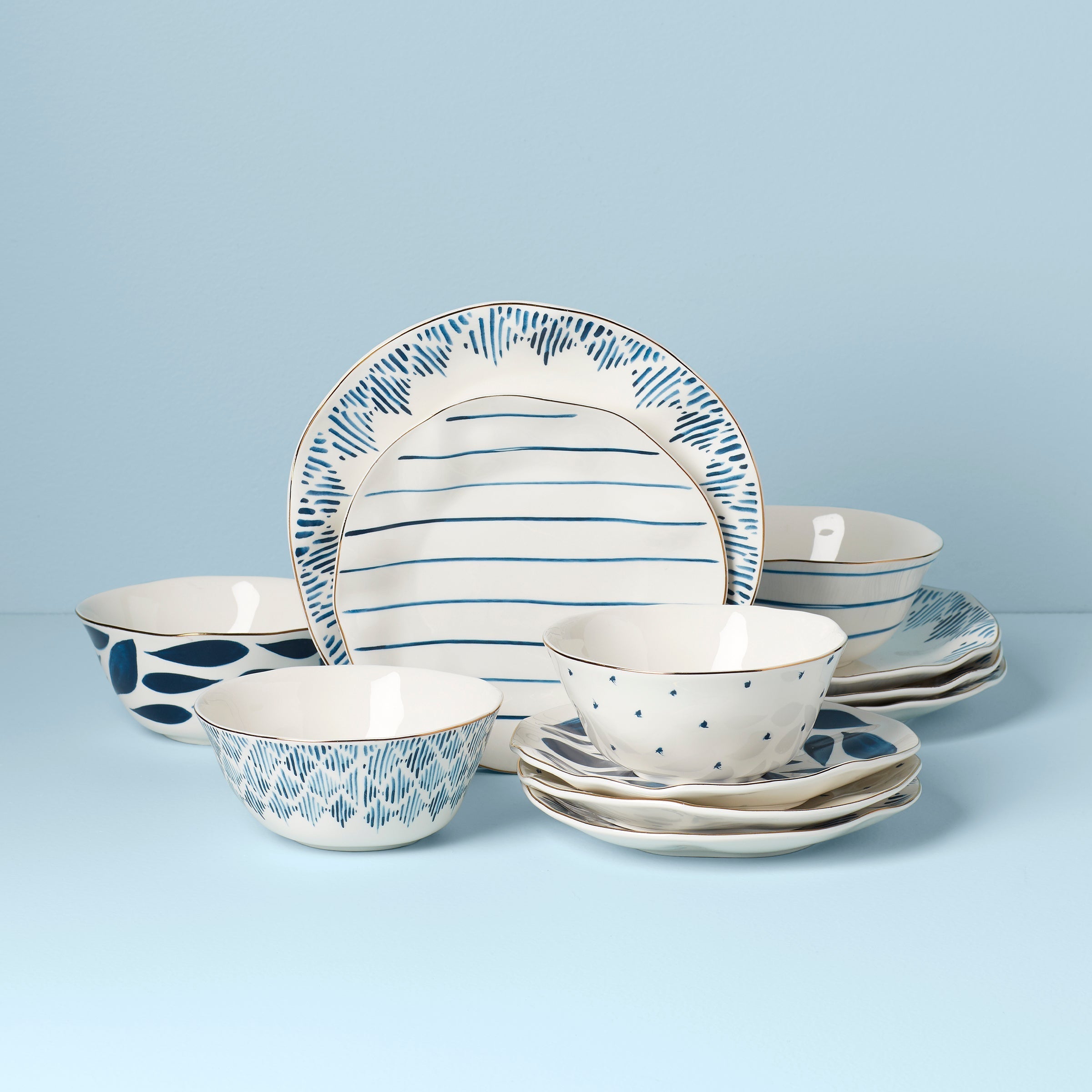 Lenox Everyday Flatware Blue Bay 12-Piece Dinnerware Set