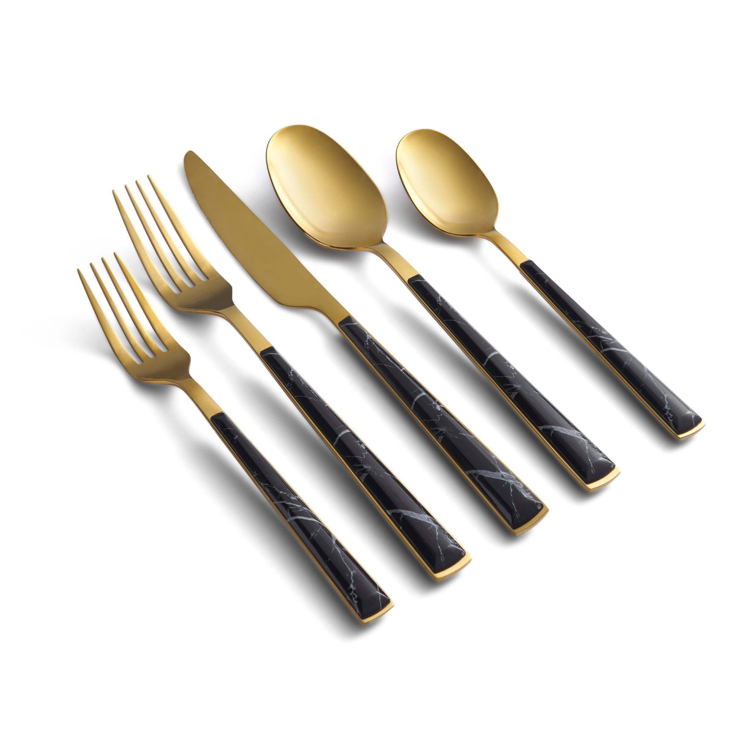Lenox Everyday Flatware Eivin Gold with Black Marble Handle 20-Piece Flatware Set