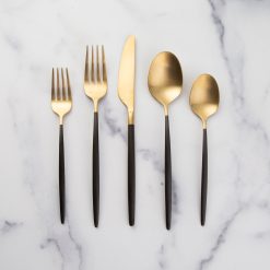 Lenox Everyday Flatware Gaze Black Champagne Satin 20-Piece Flatware Set