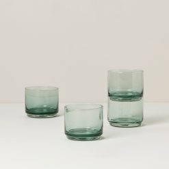 Lenox Everyday Flatware Tuscany Classics Stackable Green Short Glasses, Set of 4