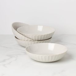 Lenox Everyday Flatware French Perle Scallop White Pasta Bowls, Set of 4