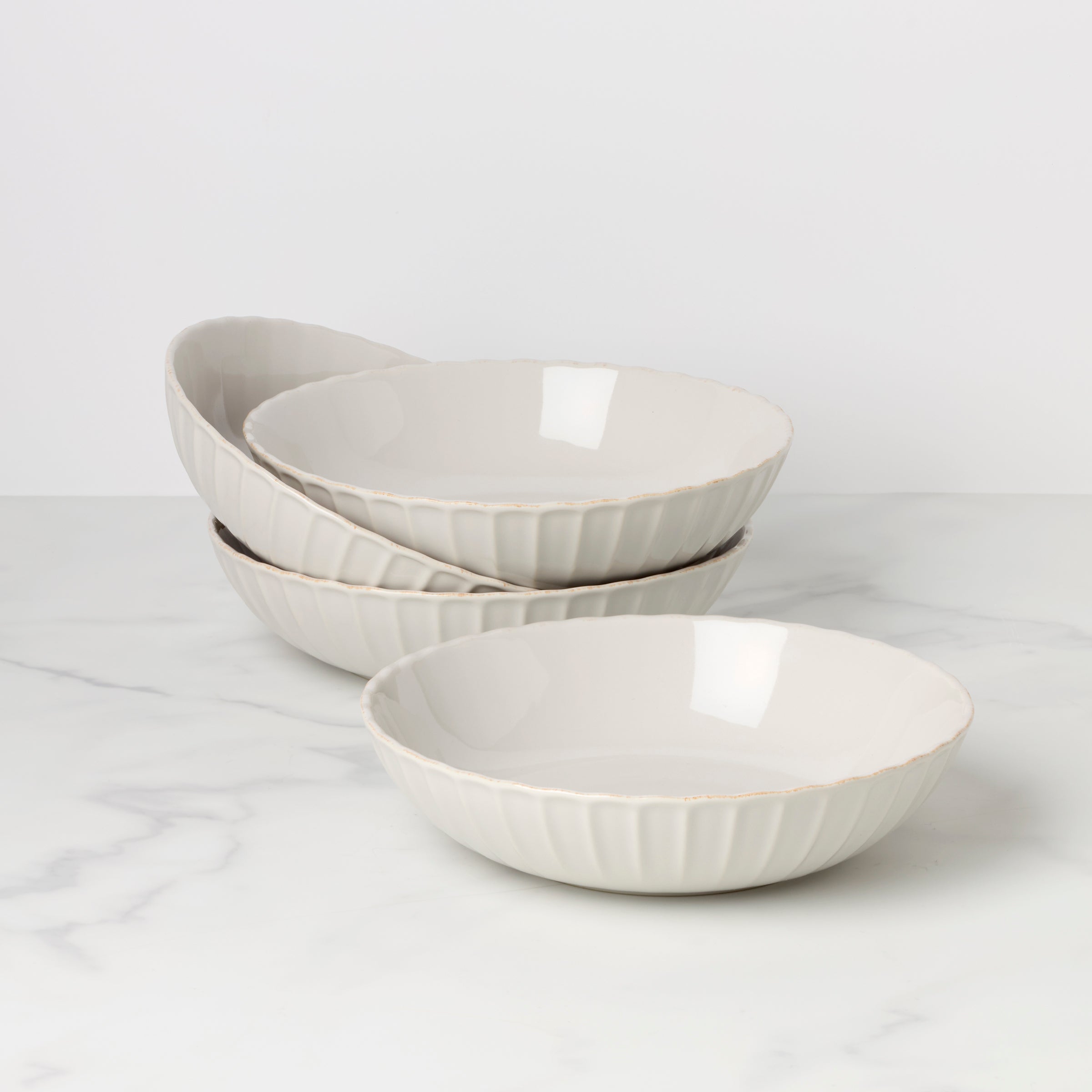 Lenox Everyday Flatware French Perle Scallop White Pasta Bowls, Set of 4