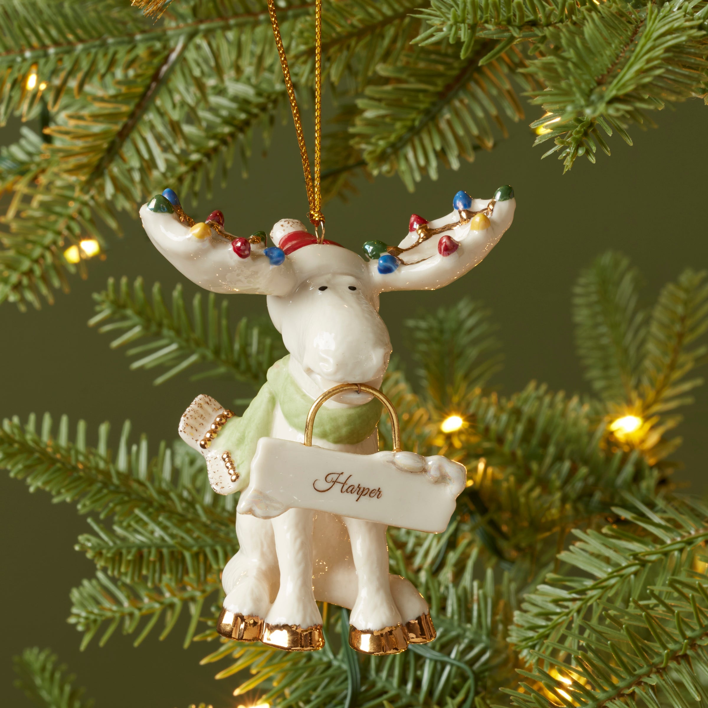 Lenox Everyday Flatware Personalized Marcel The Moose Ornament - Image 3