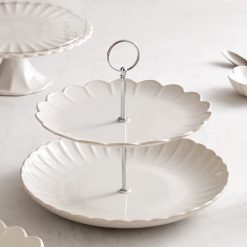 Alternative view of Lenox Everyday Flatware French Perle Scallop White 2-Tier Server