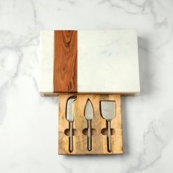 Lenox Everyday Flatware Marble & Wood Serving Board with Cheese Server Set