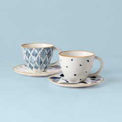 Lenox Everyday Flatware Blue Bay 4-Piece Teacup & Saucer Set