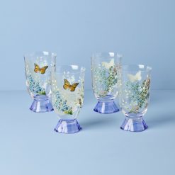 Lenox Everyday Flatware Butterfly Meadow Herbs Tall Tumblers, Set of 4