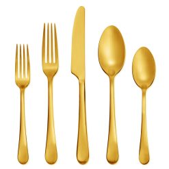 Lenox Everyday Flatware Mirabella Gold Titanium Satin 20-Piece Flatware Set