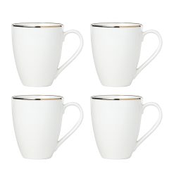 Lenox Everyday Flatware Trianna White Mugs, Set of 4